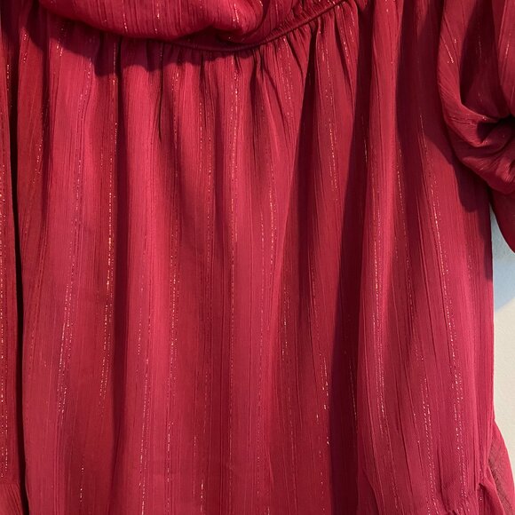 NWT | Francesca’s Miami Mini Ruffle Off Shoulder Metallic Thread Dress |  Size S - Picture 4 of 6